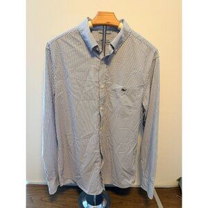 Vineyard Vines Mens M On-The-Go Performance Button Down Shirt Blue & White